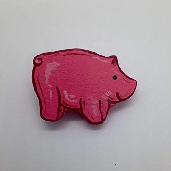 Wooden Pig Pin handmade handcrafted - Picture 4 of 6